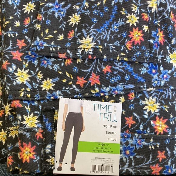 Women’s High Rise Floral Print Soft Stretch Fitted Jeggings Pants Size S - Picture 2 of 8
